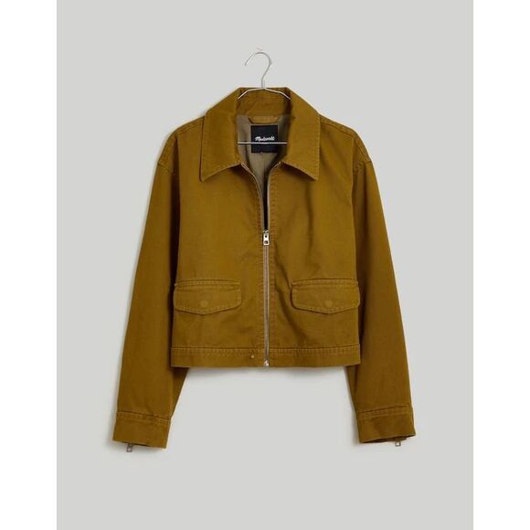 Madewell Cropped Utilitarian Jacket size S Regenerative Chino Spiced Olive - Picture 1 of 15